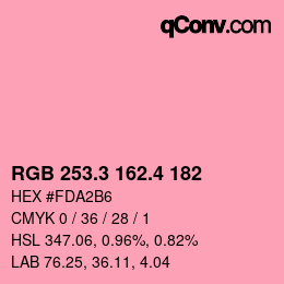 カラーコード: RGB 253.3 162.4 182 | qconv.com