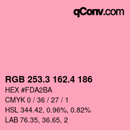 カラーコード: RGB 253.3 162.4 186 | qconv.com