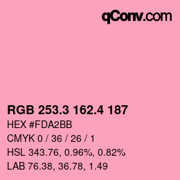カラーコード: RGB 253.3 162.4 187 | qconv.com