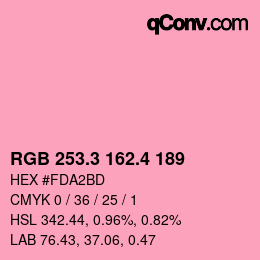 カラーコード: RGB 253.3 162.4 189 | qconv.com