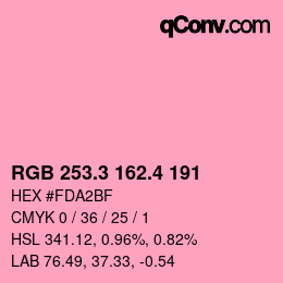 カラーコード: RGB 253.3 162.4 191 | qconv.com