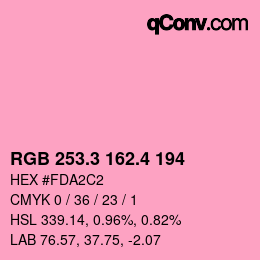 カラーコード: RGB 253.3 162.4 194 | qconv.com