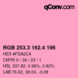 カラーコード: RGB 253.3 162.4 196 | qconv.com