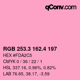 カラーコード: RGB 253.3 162.4 197 | qconv.com