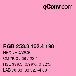 カラーコード: RGB 253.3 162.4 198 | qconv.com