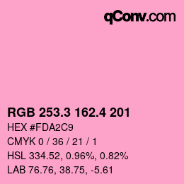 カラーコード: RGB 253.3 162.4 201 | qconv.com