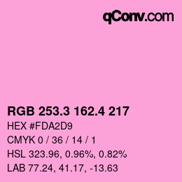 カラーコード: RGB 253.3 162.4 217 | qconv.com