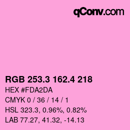 カラーコード: RGB 253.3 162.4 218 | qconv.com