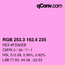 カラーコード: RGB 253.3 162.4 235 | qconv.com