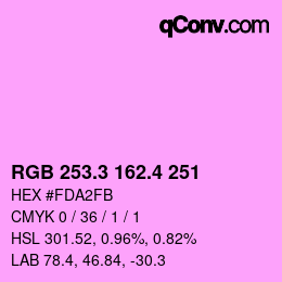 カラーコード: RGB 253.3 162.4 251 | qconv.com