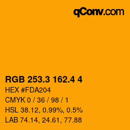 カラーコード: RGB 253.3 162.4 4 | qconv.com
