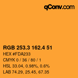 カラーコード: RGB 253.3 162.4 51 | qconv.com