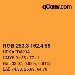 カラーコード: RGB 253.3 162.4 58 | qconv.com