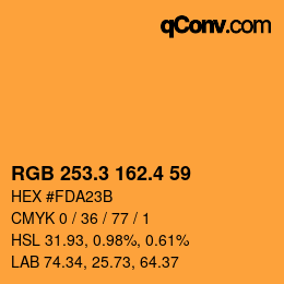 カラーコード: RGB 253.3 162.4 59 | qconv.com