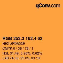カラーコード: RGB 253.3 162.4 62 | qconv.com