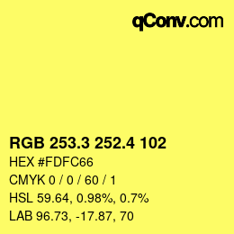 カラーコード: RGB 253.3 252.4 102 | qconv.com