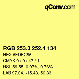 カラーコード: RGB 253.3 252.4 134 | qconv.com