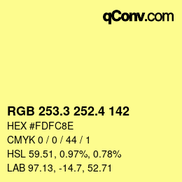 カラーコード: RGB 253.3 252.4 142 | qconv.com