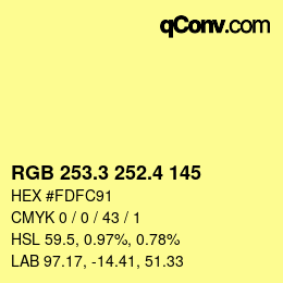 カラーコード: RGB 253.3 252.4 145 | qconv.com