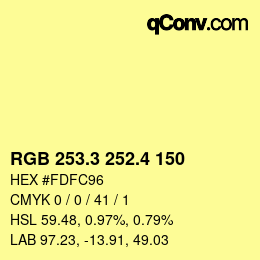 カラーコード: RGB 253.3 252.4 150 | qconv.com