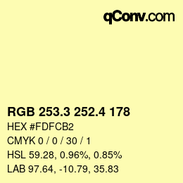 カラーコード: RGB 253.3 252.4 178 | qconv.com