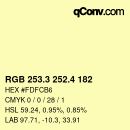 カラーコード: RGB 253.3 252.4 182 | qconv.com
