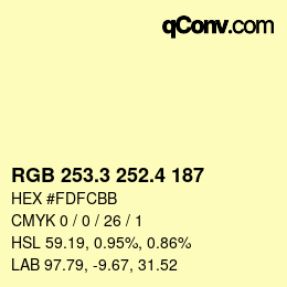 カラーコード: RGB 253.3 252.4 187 | qconv.com