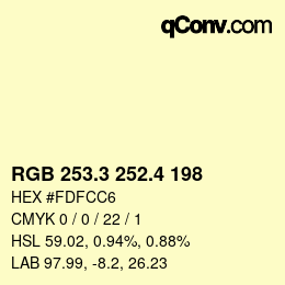 カラーコード: RGB 253.3 252.4 198 | qconv.com