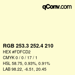 カラーコード: RGB 253.3 252.4 210 | qconv.com