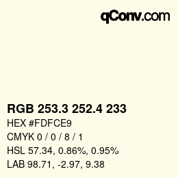 カラーコード: RGB 253.3 252.4 233 | qconv.com