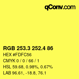 カラーコード: RGB 253.3 252.4 86 | qconv.com