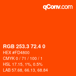 カラーコード: RGB 253.3 72.4 0 | qconv.com
