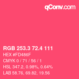 カラーコード: RGB 253.3 72.4 111 | qconv.com