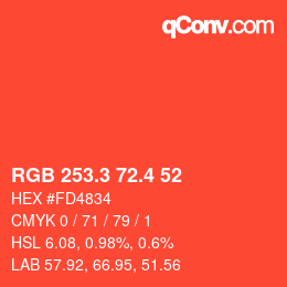 カラーコード: RGB 253.3 72.4 52 | qconv.com