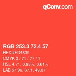 カラーコード: RGB 253.3 72.4 57 | qconv.com