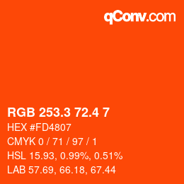 カラーコード: RGB 253.3 72.4 7 | qconv.com