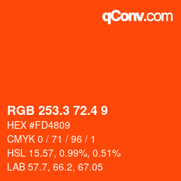 カラーコード: RGB 253.3 72.4 9 | qconv.com