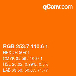 カラーコード: RGB 253.7 110.6 1 | qconv.com
