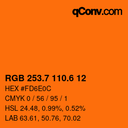 カラーコード: RGB 253.7 110.6 12 | qconv.com