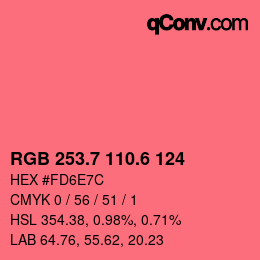 カラーコード: RGB 253.7 110.6 124 | qconv.com