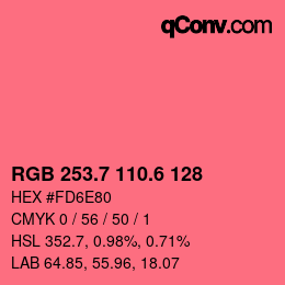 カラーコード: RGB 253.7 110.6 128 | qconv.com