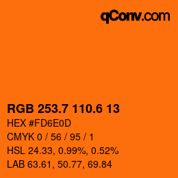カラーコード: RGB 253.7 110.6 13 | qconv.com