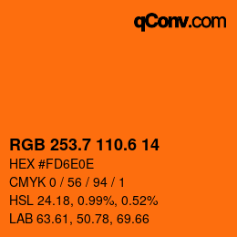 カラーコード: RGB 253.7 110.6 14 | qconv.com