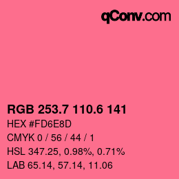 カラーコード: RGB 253.7 110.6 141 | qconv.com