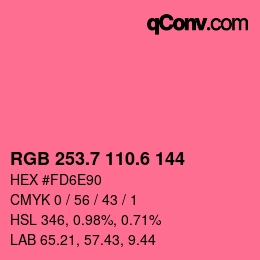 カラーコード: RGB 253.7 110.6 144 | qconv.com