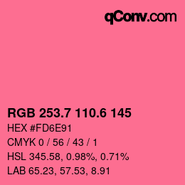 カラーコード: RGB 253.7 110.6 145 | qconv.com