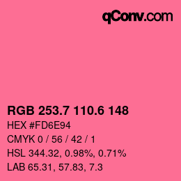 カラーコード: RGB 253.7 110.6 148 | qconv.com