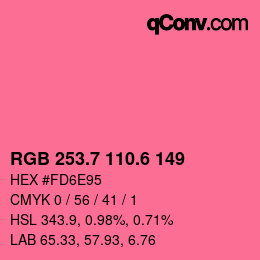 カラーコード: RGB 253.7 110.6 149 | qconv.com
