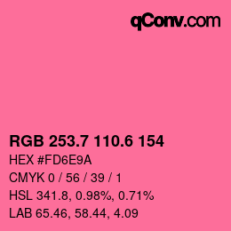 カラーコード: RGB 253.7 110.6 154 | qconv.com