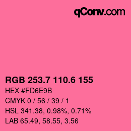 カラーコード: RGB 253.7 110.6 155 | qconv.com